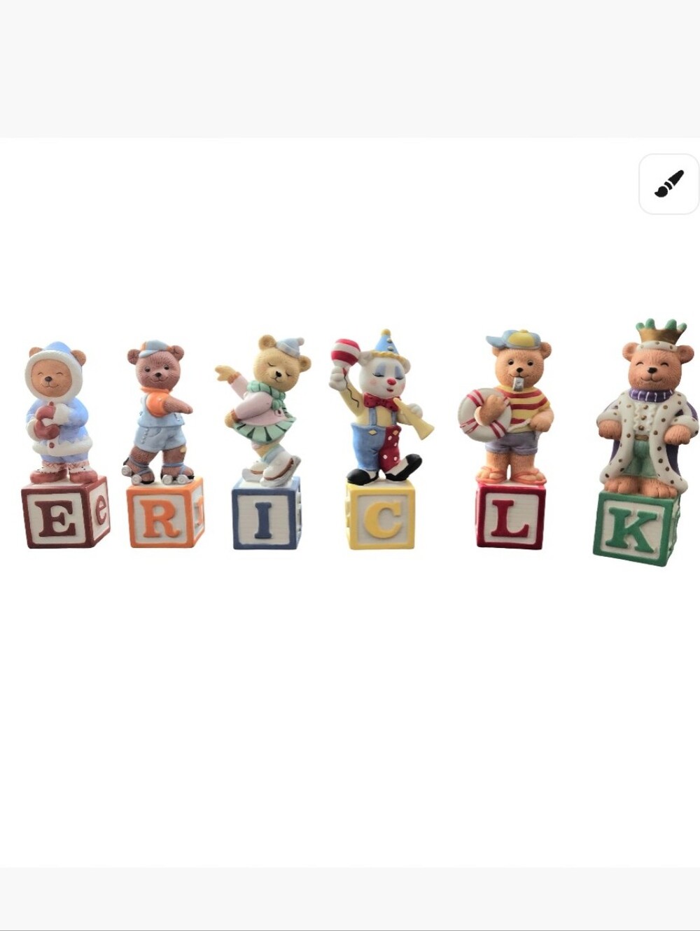 Bronson Collectibles Alpha Block Bears Lot of 6 Vintage 1992-1994 ABC Figurines